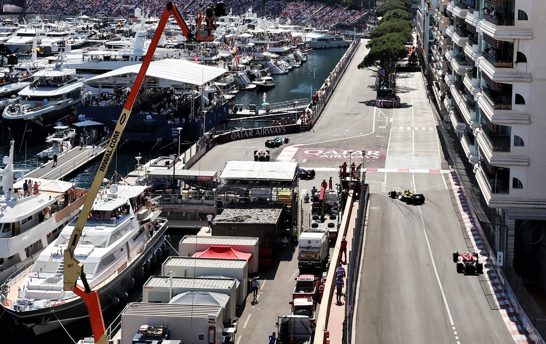 View of the Nouvelle Chicane from Monaco Ports Lounge
